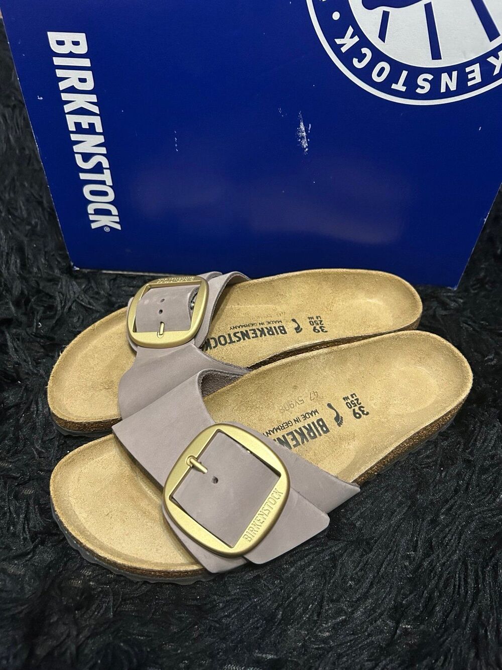 BIRKENSTOCK Madrid purple leather gold buckle sandals slippers shoes eur 39 new
